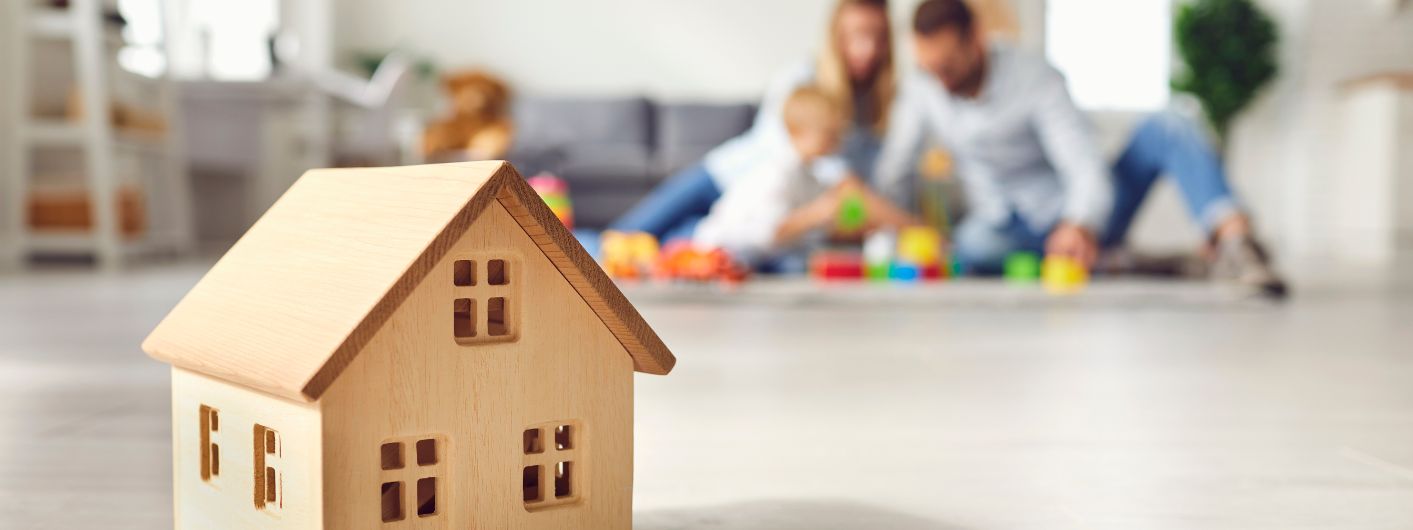 Family Wooden House Model Background