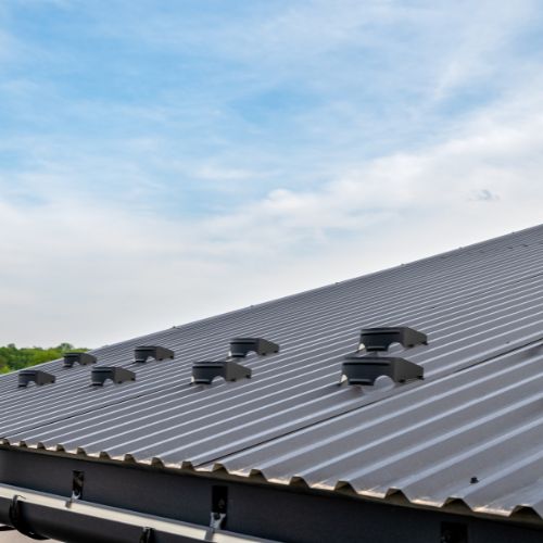 Gray Metal Roof with Vents