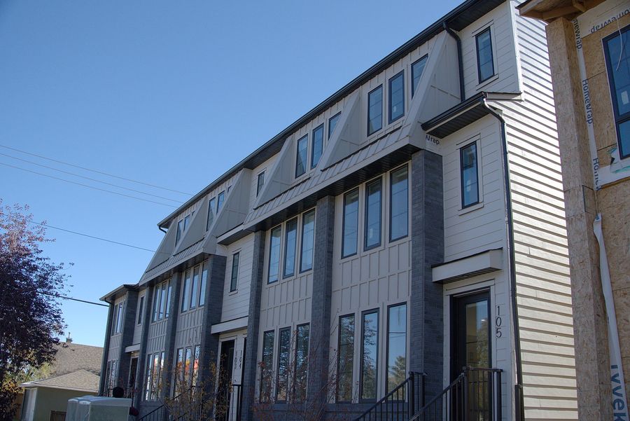 Townhouse row, lap siding and trims, Calgary